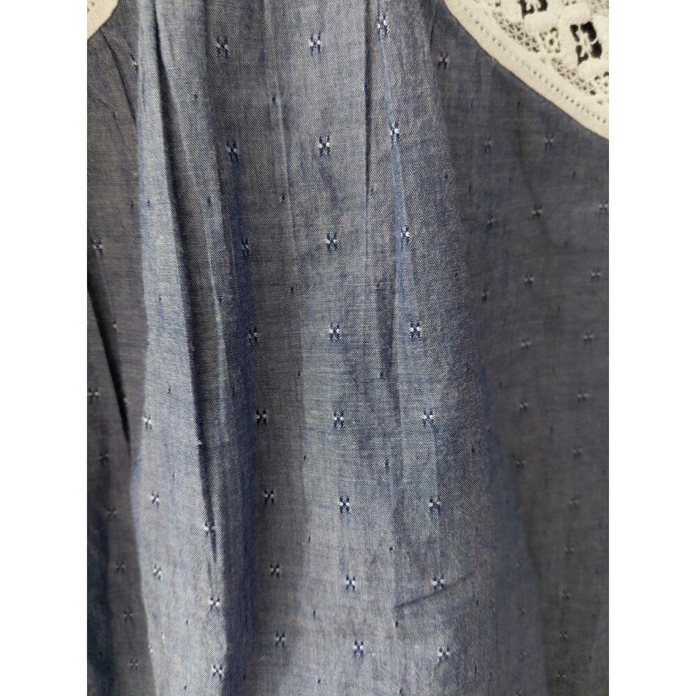 Sundance Chambray Lace Trim Adjustable Straps Tank Top Size Large - Picture 3 of 11